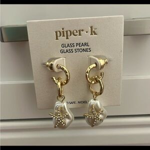 Piper K Gold and White Starfish Earrings